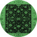 Round Abstract Emerald Green Modern Rug, abs490emgrn