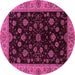 Round Machine Washable Abstract Purple Modern Area Rugs, wshabs490pur