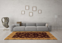 Machine Washable Abstract Brown Modern Rug, wshabs490brn