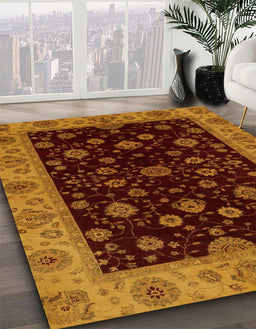Machine Washable Abstract Dark Red Rug in a Family Room, wshabs490