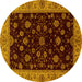 Round Machine Washable Abstract Yellow Modern Rug, wshabs490yw