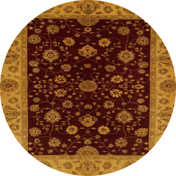 Round Machine Washable Abstract Dark Red Rug, wshabs490