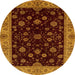 Round Machine Washable Abstract Dark Red Rug, wshabs490