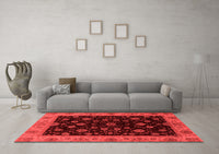 Machine Washable Abstract Red Modern Rug, wshabs490red