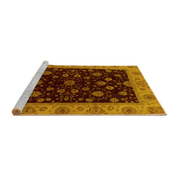 Sideview of Machine Washable Abstract Yellow Modern Rug, wshabs490yw