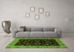 Machine Washable Abstract Green Modern Area Rugs in a Living Room,, wshabs490grn