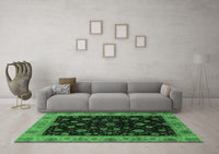 Machine Washable Abstract Emerald Green Modern Rug, wshabs490emgrn