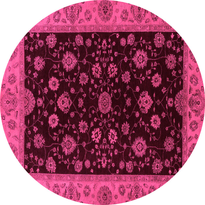 Round Abstract Pink Modern Rug, abs490pnk