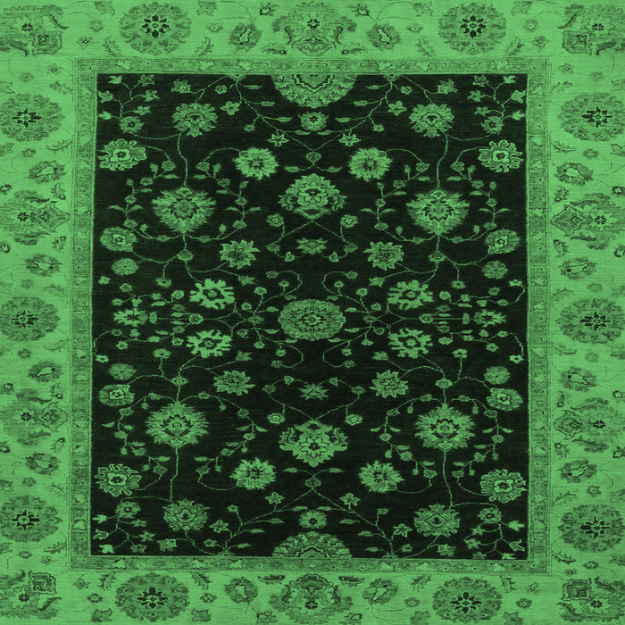 Square Abstract Emerald Green Modern Rug, abs490emgrn