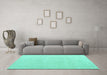 Machine Washable Solid Turquoise Modern Area Rugs in a Living Room,, wshabs4910turq