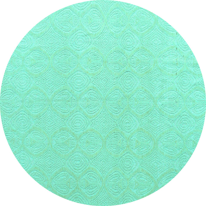 Round Machine Washable Solid Turquoise Modern Area Rugs, wshabs4910turq