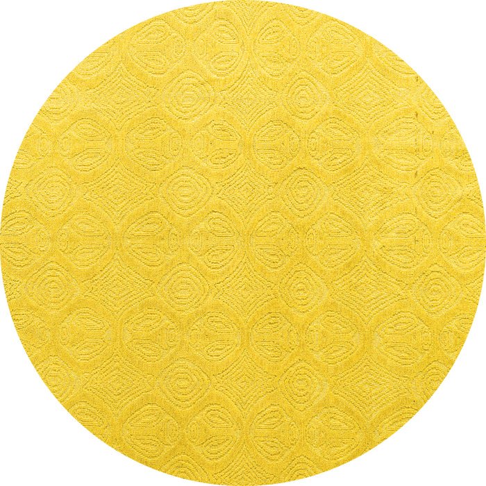 Round Machine Washable Solid Yellow Modern Rug, wshabs4910yw