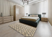 Abstract Dark Almond Brown Trellis Rug in a Bedroom, abs4911