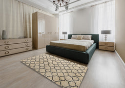 Abstract Dark Almond Brown Trellis Rug in a Bedroom, abs4911