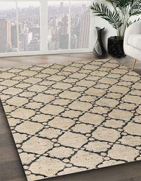 Abstract Dark Almond Brown Trellis Rug, abs4911