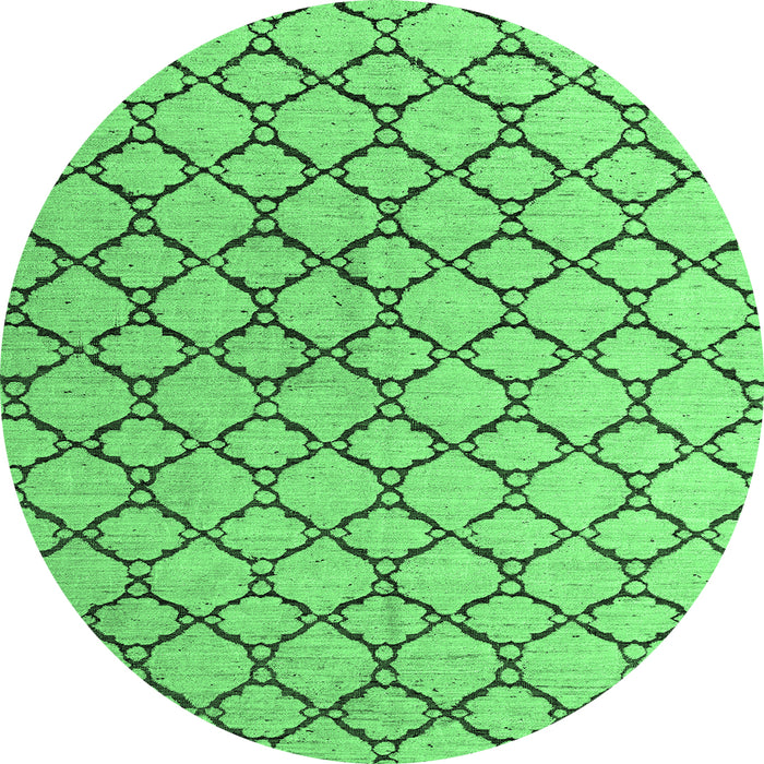 Round Machine Washable Terrilis Emerald Green Contemporary Area Rugs, wshabs4911emgrn