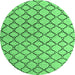 Round Machine Washable Terrilis Emerald Green Contemporary Area Rugs, wshabs4911emgrn