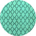 Round Machine Washable Terrilis Turquoise Contemporary Area Rugs, wshabs4911turq