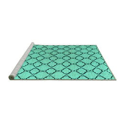 Sideview of Machine Washable Terrilis Turquoise Contemporary Area Rugs, wshabs4911turq