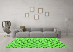 Machine Washable Terrilis Green Contemporary Area Rugs in a Living Room,, wshabs4911grn