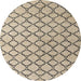 Round Abstract Dark Almond Brown Trellis Rug, abs4911