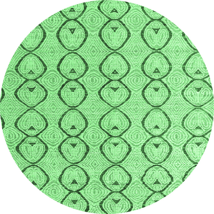Round Machine Washable Solid Emerald Green Modern Area Rugs, wshabs4912emgrn