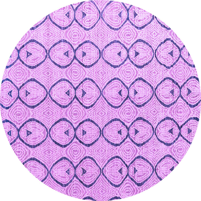Round Machine Washable Solid Purple Modern Area Rugs, wshabs4912pur
