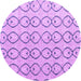 Round Machine Washable Solid Purple Modern Area Rugs, wshabs4912pur