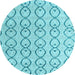 Round Machine Washable Solid Light Blue Modern Rug, wshabs4912lblu