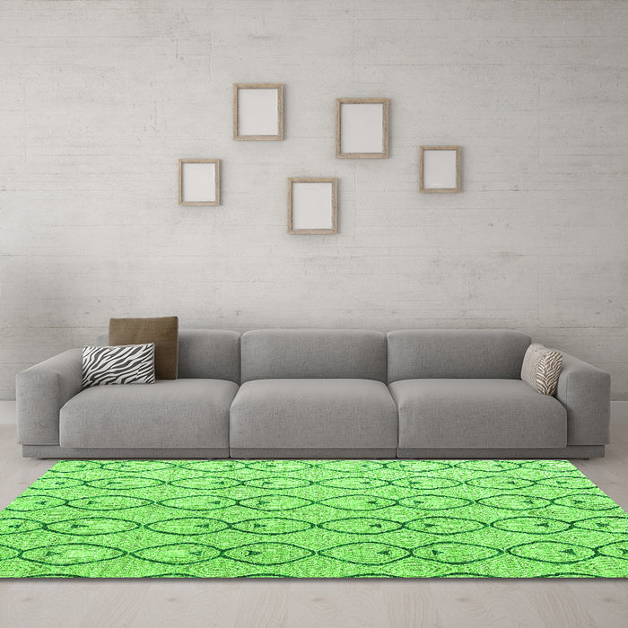Machine Washable Solid Green Modern Area Rugs in a Living Room,, wshabs4912grn