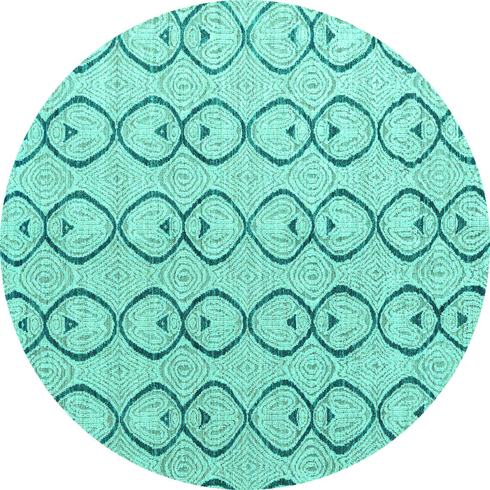 Round Machine Washable Solid Turquoise Modern Area Rugs, wshabs4912turq