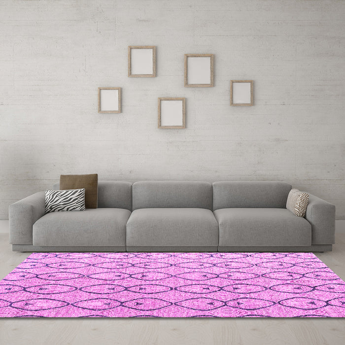 Machine Washable Solid Pink Modern Rug in a Living Room, wshabs4912pnk