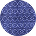 Round Abstract Blue Modern Rug, abs4913blu