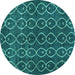 Round Abstract Turquoise Modern Rug, abs4913turq