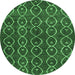 Round Abstract Emerald Green Modern Rug, abs4913emgrn