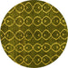 Round Machine Washable Abstract Yellow Modern Rug, wshabs4913yw