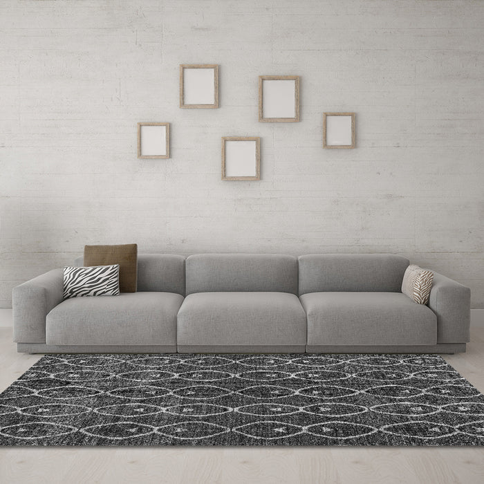 Machine Washable Abstract Gray Modern Rug in a Living Room,, wshabs4913gry