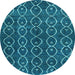 Round Machine Washable Abstract Light Blue Modern Rug, wshabs4913lblu