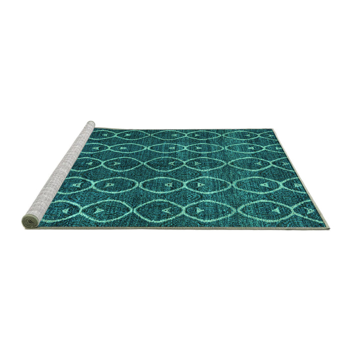 Sideview of Machine Washable Abstract Turquoise Modern Area Rugs, wshabs4913turq