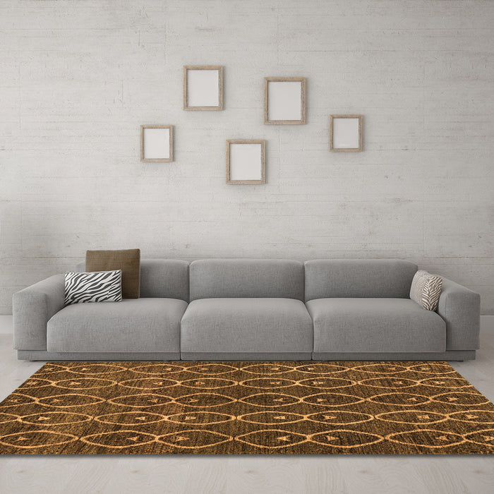 Machine Washable Abstract Orange Modern Area Rugs in a Living Room, wshabs4913org