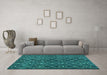 Machine Washable Abstract Turquoise Modern Area Rugs in a Living Room,, wshabs4913turq