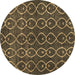 Round Abstract Brown Modern Rug, abs4913brn