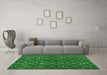 Machine Washable Abstract Green Modern Area Rugs in a Living Room,, wshabs4913grn