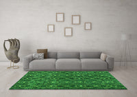 Machine Washable Abstract Green Modern Rug, wshabs4913grn