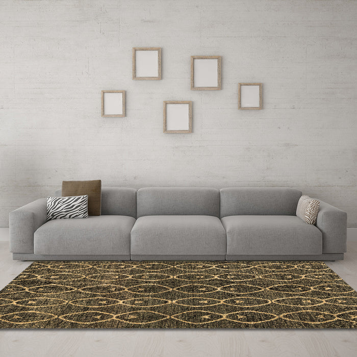 Machine Washable Abstract Brown Modern Rug in a Living Room,, wshabs4913brn
