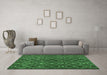 Machine Washable Abstract Emerald Green Modern Area Rugs in a Living Room,, wshabs4913emgrn