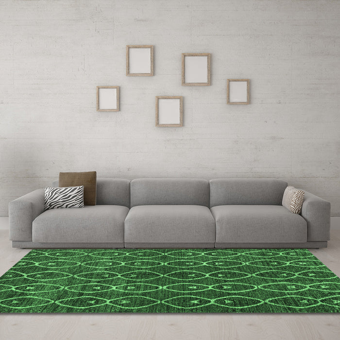 Machine Washable Abstract Emerald Green Modern Area Rugs in a Living Room,, wshabs4913emgrn