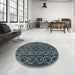 Round Abstract Light Slate Gray Modern Rug in a Office, abs4913