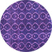 Round Machine Washable Abstract Purple Modern Area Rugs, wshabs4913pur