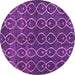 Round Machine Washable Abstract Pink Modern Rug, wshabs4913pnk